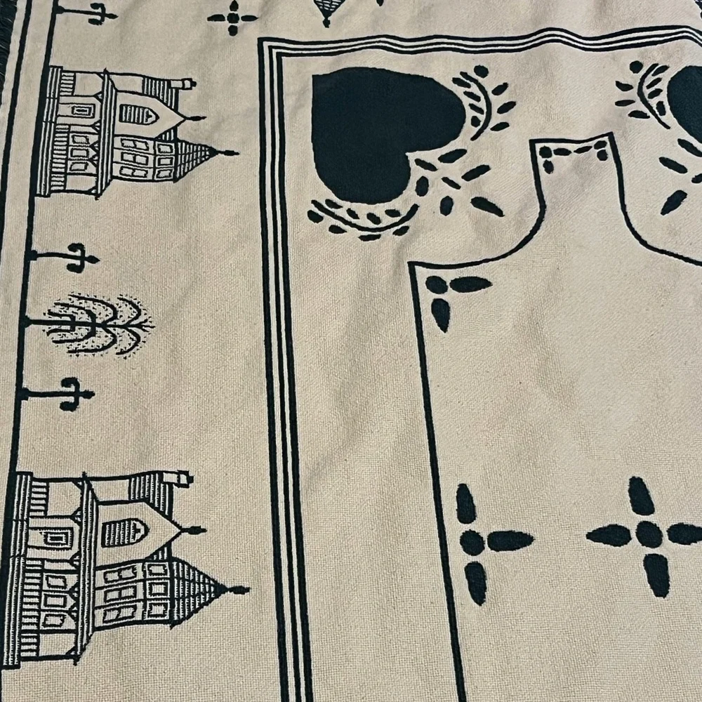 Green and Cream Tapestry Throw Blanket, Vintage